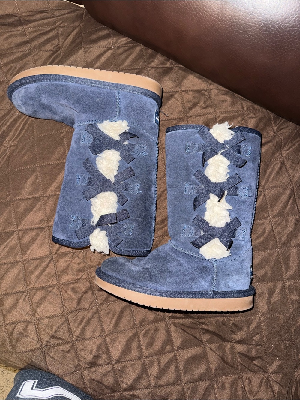 KOOLABURRA BY UGG VICTORIA TALL INSIGNIA BLUE SUEDE  BOOTS